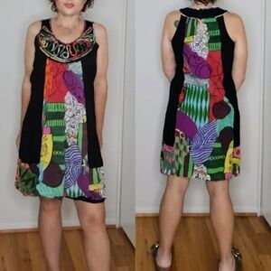 Juno India Cotton Dress Bright Colors Size 40 Large